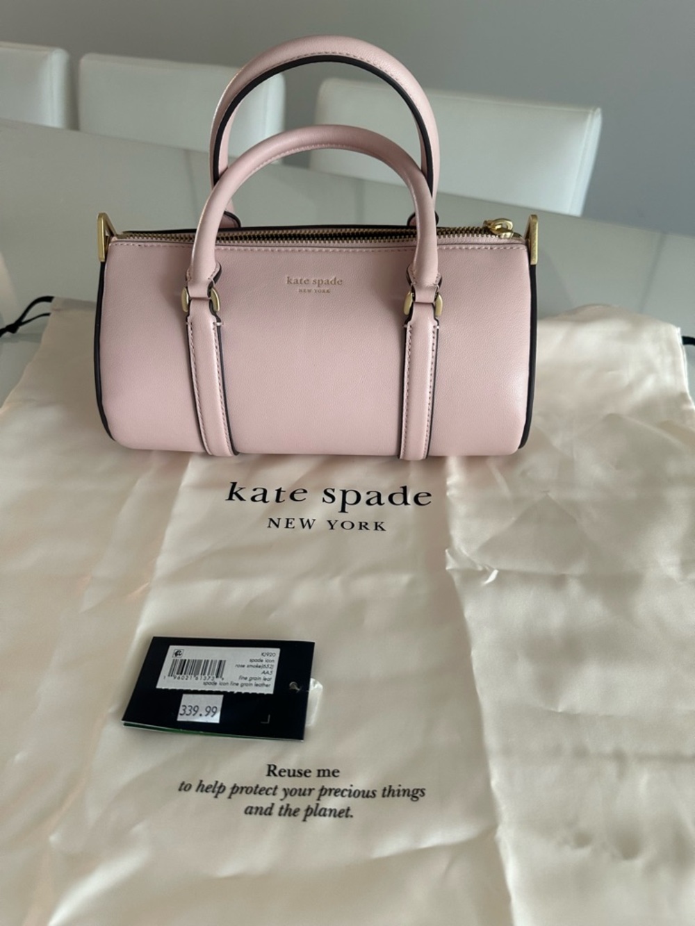 kate spade Pink Leather Barrel Satchel with Gold Hardware